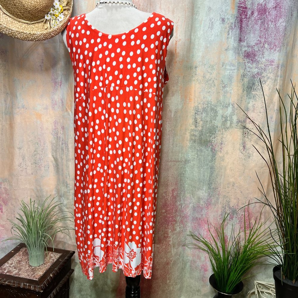 Bpc Polka Dots Empire Waist Casual Hip-Friendly A-Line Dress W/ Patch Pockets View 2